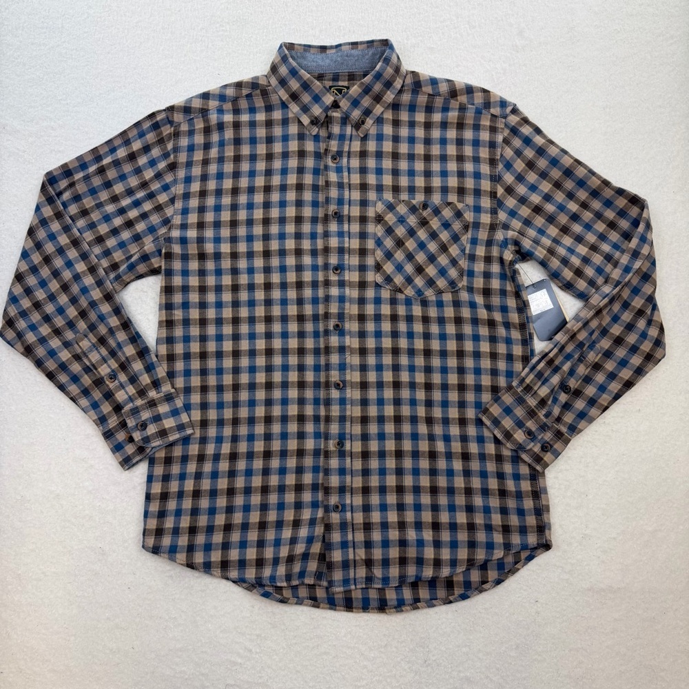NWT Noble Outfitters Men’s Cotton Plaid Flannel Long Sleeve Button Down Sz Large